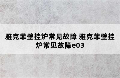 雅克菲壁挂炉常见故障 雅克菲壁挂炉常见故障e03